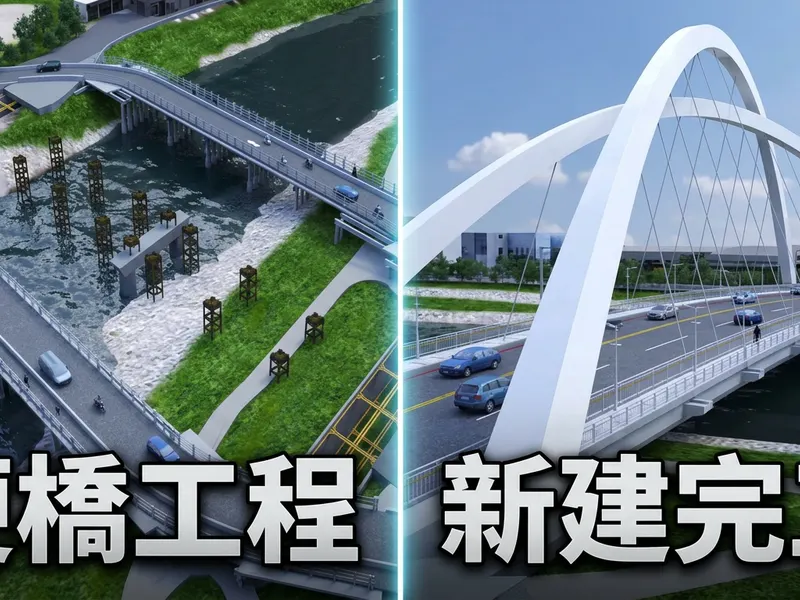 橋梁工程施工便橋及新建工程3d動畫 工程模擬